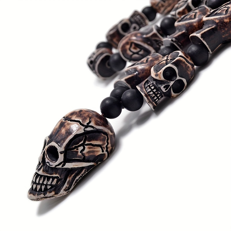 Punk Rock Skull Bead Necklace Halloween Decor 24 x14 x16mm 10mm Beads
